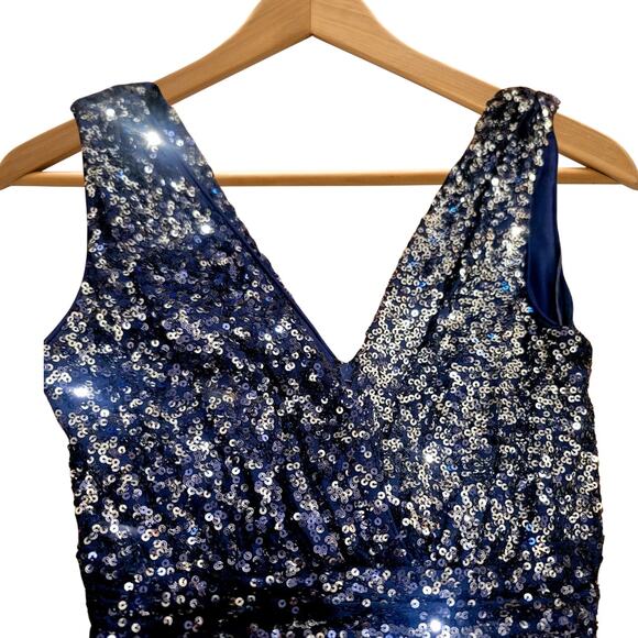 Badgley Mischka Midnight Blue Ombre Mini Dress Size 2 - Picture 5 of 5